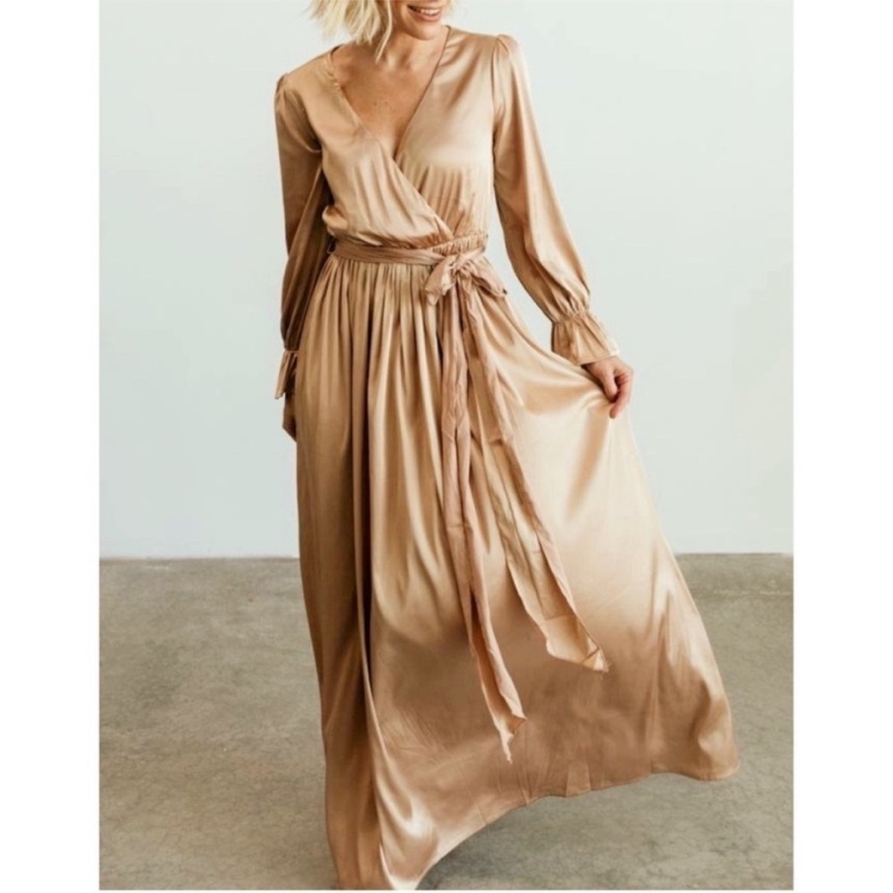 Baltic Born Holly Satin Dress in Champagne - Picture 3 of 9